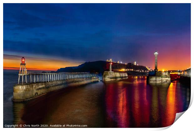 Whitby harbour sunrise. Print by Chris North