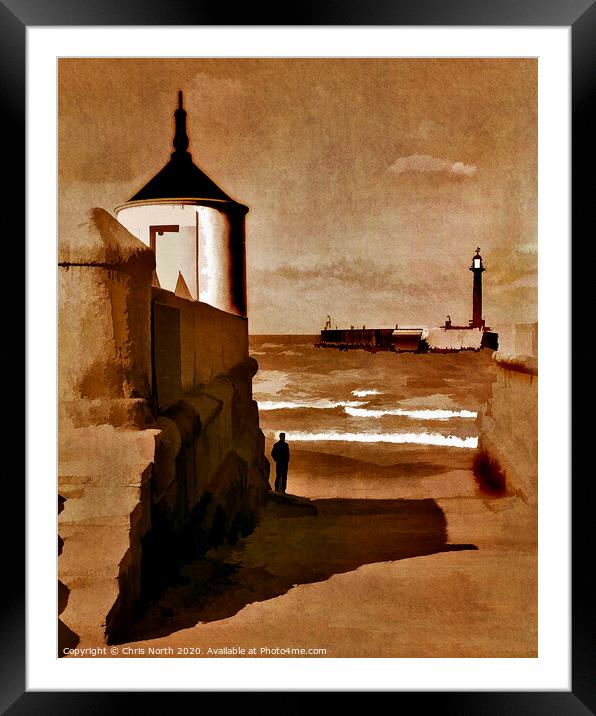 Whitby harbour and pier. Framed Mounted Print by Chris North