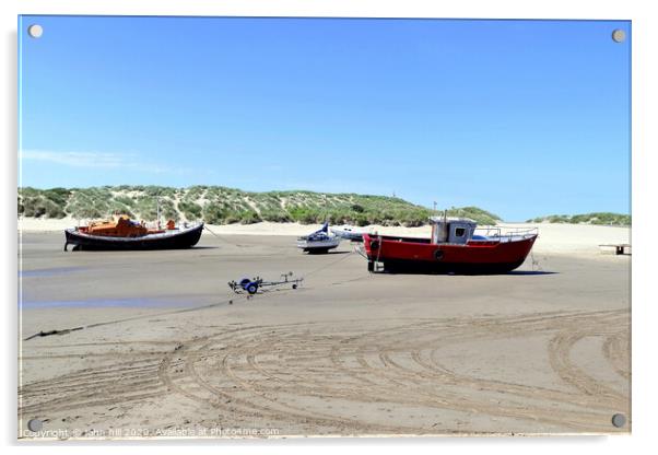 Beached boats on the beach at Barmouth in Wales. Acrylic by john hill