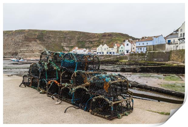 Crab and lobster pots in Staithes Print by Jason Wells