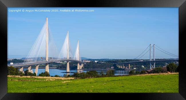Queensferry Crossing and Forth Road Bridge Framed Print by Angus McComiskey