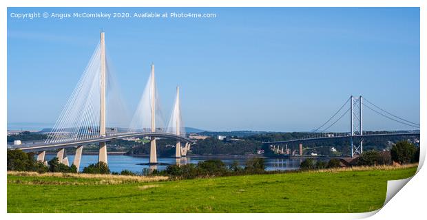 Queensferry Crossing and Forth Road Bridge Print by Angus McComiskey