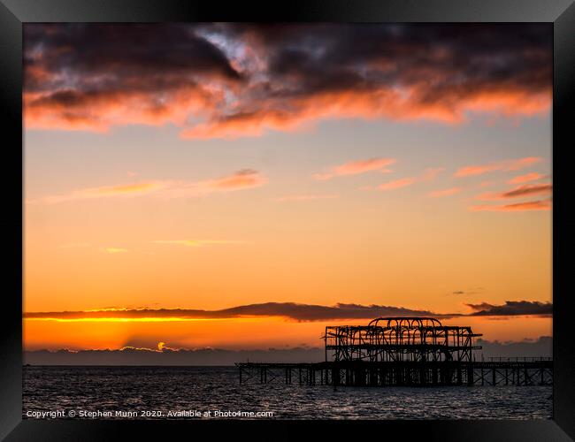Brighton Pier Dawn  Framed Print by Stephen Munn