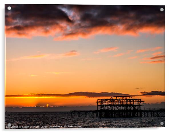 Brighton Pier Dawn  Acrylic by Stephen Munn