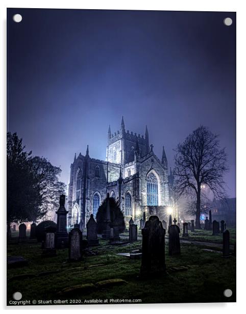 The Abbey at Night Acrylic by Stuart Gilbert