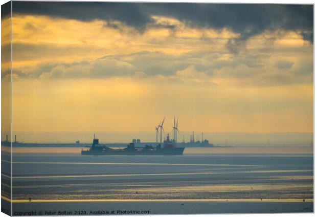 Photo art seascape view of River Thames from Westcliff, Essex. Canvas Print by Peter Bolton