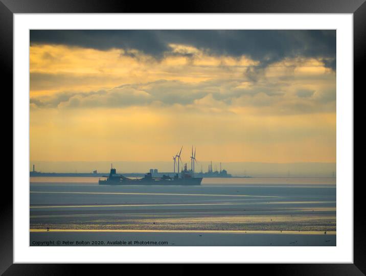Photo art seascape view of River Thames from Westcliff, Essex. Framed Mounted Print by Peter Bolton