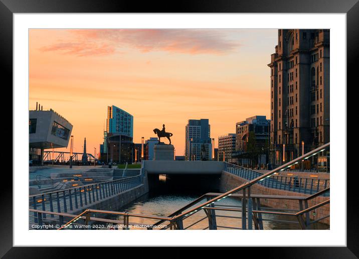 The Port of Liverpool at sunset Framed Mounted Print by Chris Warren