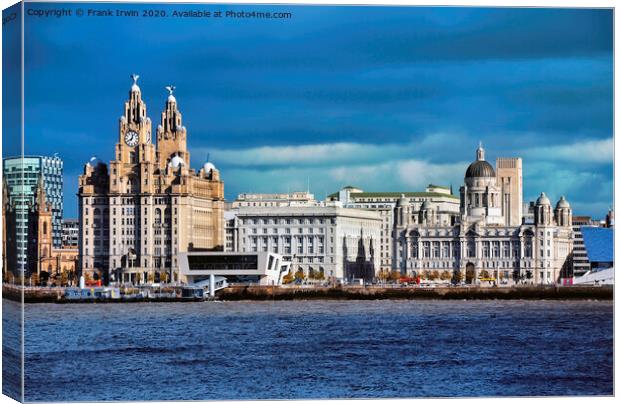 Liverpools iconic Three Graces Waterfront Building Canvas Print by Frank Irwin