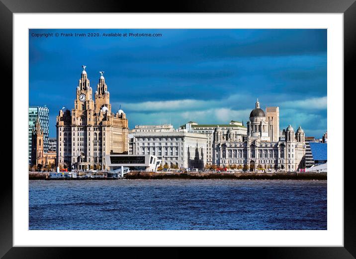 Liverpools iconic Three Graces Waterfront Building Framed Mounted Print by Frank Irwin