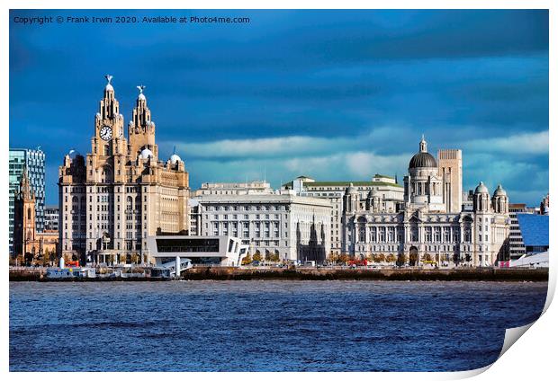 Liverpools iconic Three Graces Waterfront Building Print by Frank Irwin