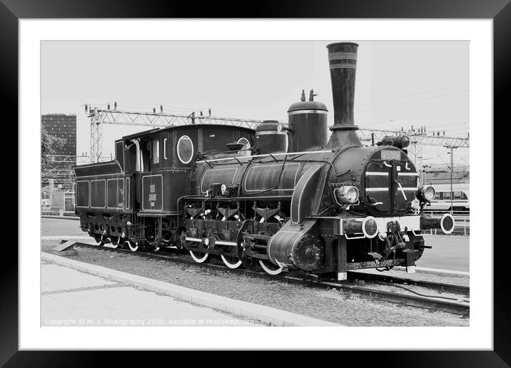An old photo of a old steam locomotive at Zagreb Framed Mounted Print by M. J. Photography