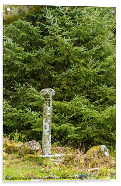 Granite Waymarker Cross on Devonport Leat Dartmoor Acrylic by Nick Jenkins