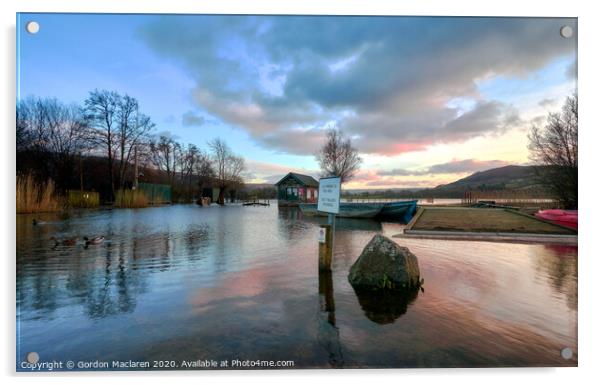 Sunset Llangorse Lake Acrylic by Gordon Maclaren