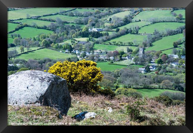 Widecombe in the Moor from Bone Hill Dartmoor Framed Print by Nick Jenkins