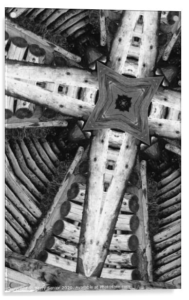 Abstract "Timber Framed" #wood #kaleidoscope #BW Acrylic by Terry Senior