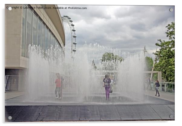 Royal Festival Hall Fountains, London Acrylic by Laurence Tobin