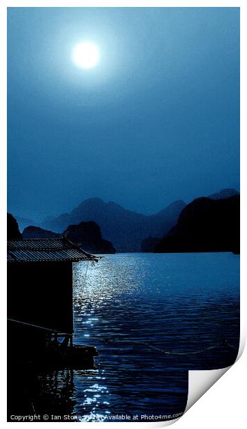 Enchanting Blue Moon over Ha Long Bay Print by Ian Stone