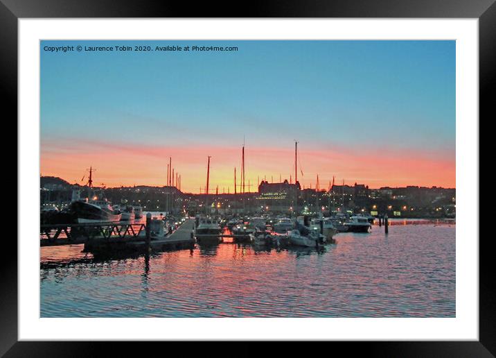 Harbour Sunset, Scarborough, North Yorkshire Framed Mounted Print by Laurence Tobin