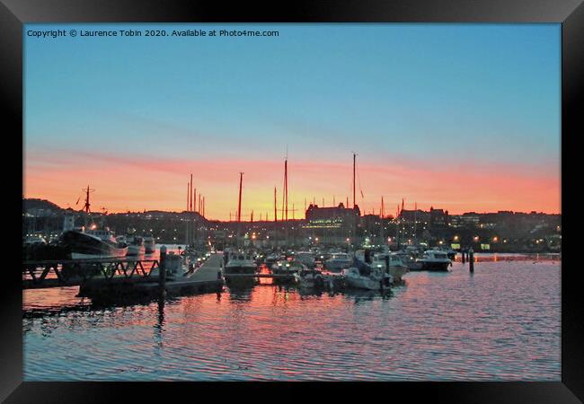 Harbour Sunset, Scarborough, North Yorkshire Framed Print by Laurence Tobin