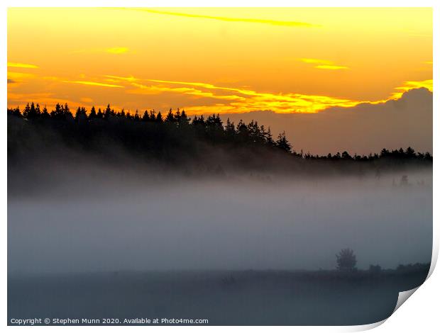 Fritham Cross misty dawn, New Forest National Park Print by Stephen Munn