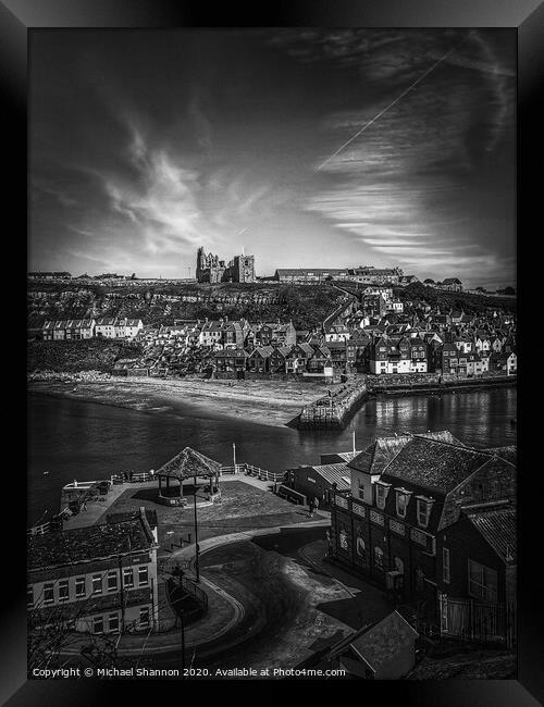 Whitby, fishing port in North Yorkshire, famous fo Framed Print by Michael Shannon