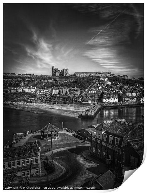 Whitby, fishing port in North Yorkshire, famous fo Print by Michael Shannon