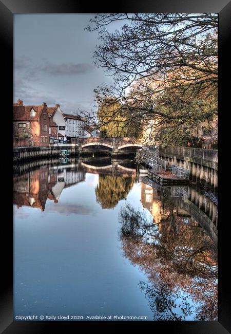 Fye Bridge, November in Norwich  Framed Print by Sally Lloyd