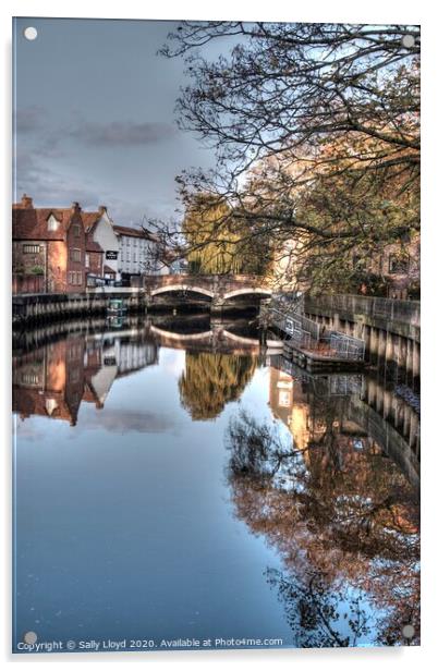 Fye Bridge, November in Norwich  Acrylic by Sally Lloyd