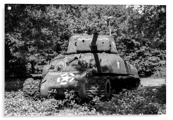 WW2  M4 Sherman Tank Acrylic by Richard Ashbee