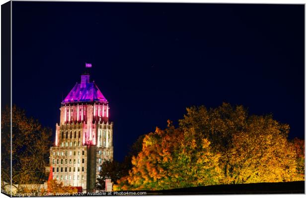 The Price Building, Quebec City, at night Canvas Print by Colin Woods