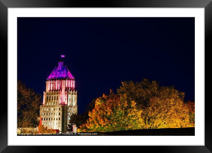 The Price Building, Quebec City, at night Framed Mounted Print by Colin Woods