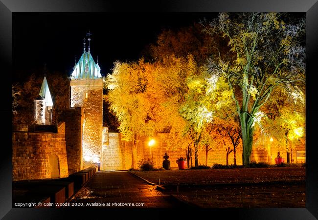 The Porte St Louis in Quebec City at night Framed Print by Colin Woods