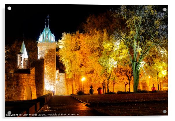 The Porte St Louis in Quebec City at night Acrylic by Colin Woods