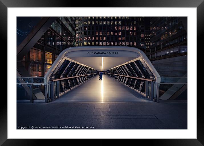 Bridge to the Future. Canary Wharf Framed Mounted Print by Hiran Perera