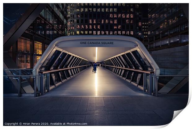 Bridge to the Future. Canary Wharf Print by Hiran Perera