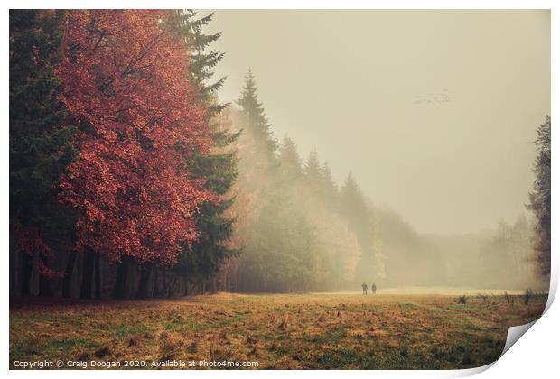 Foggy Autumnal Walk Print by Craig Doogan