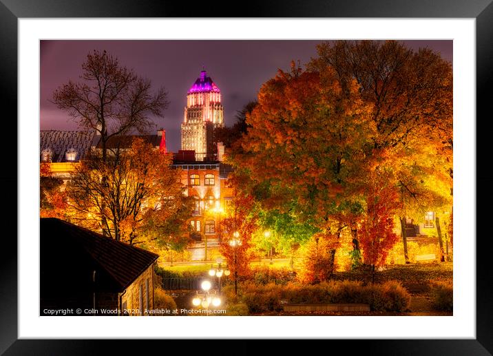 The Price Building, Quebec City, at night in autumn. Framed Mounted Print by Colin Woods