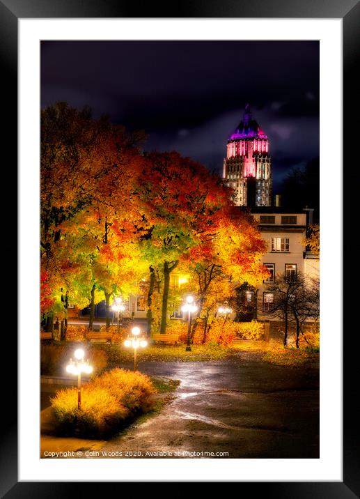 The Price Building, Quebec City, at night in autumn. Framed Mounted Print by Colin Woods