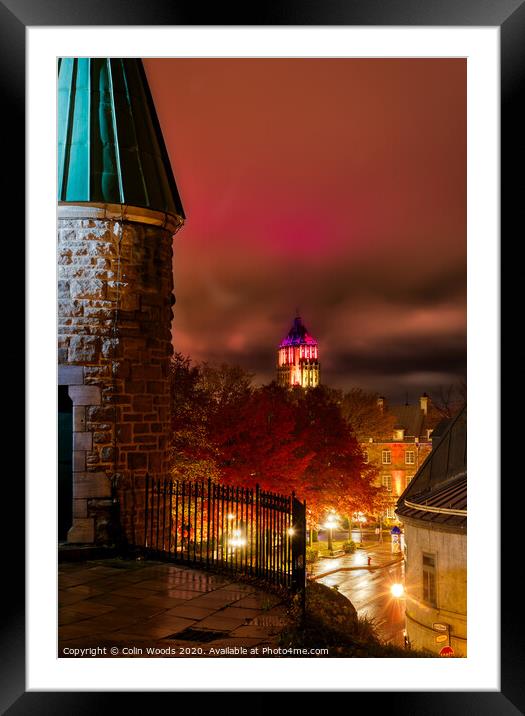 Rue St Louis and the Price Building, Quebec City, at night Framed Mounted Print by Colin Woods