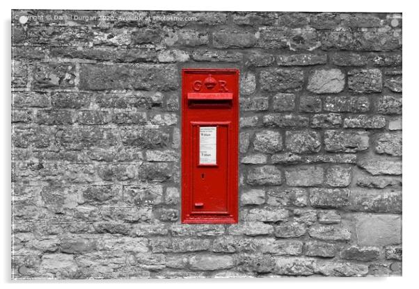 A Red Post Box Acrylic by Daniel Durgan
