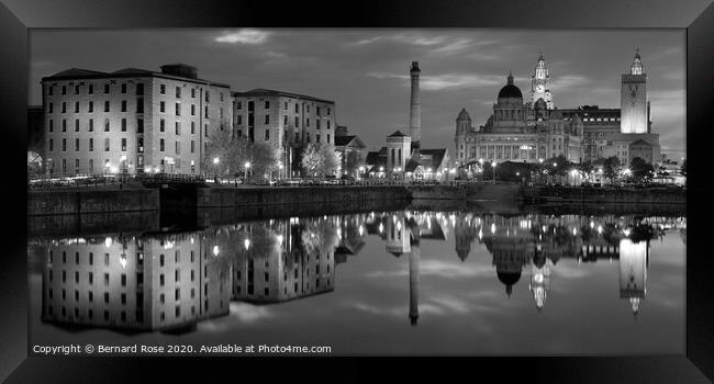 Liverpool Albert Dock dusk 1998 Framed Print by Bernard Rose Photography