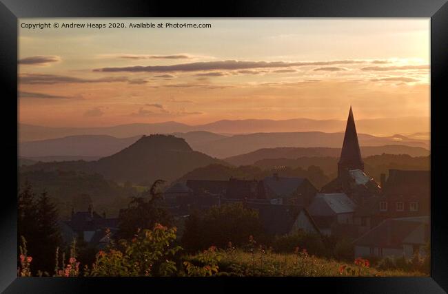 Majestic Sunset Over Auvergne Village Framed Print by Andrew Heaps