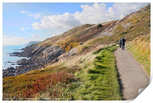 Langland Bay coastal walk to Caswell Bay Gower  Print by Peter Thomas
