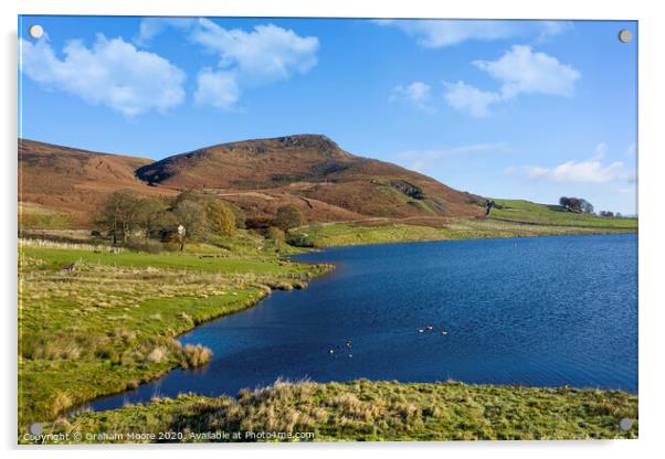 Embsay reservoir and Embsay Crag Acrylic by Graham Moore