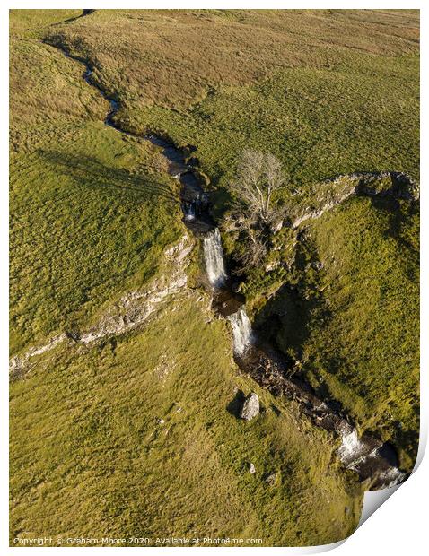 Cray Falls Wharfedale North Yorkshire from above Print by Graham Moore