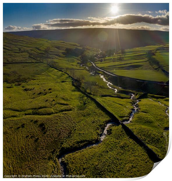 Cray Gill and the flanks of Buckden Pike Print by Graham Moore