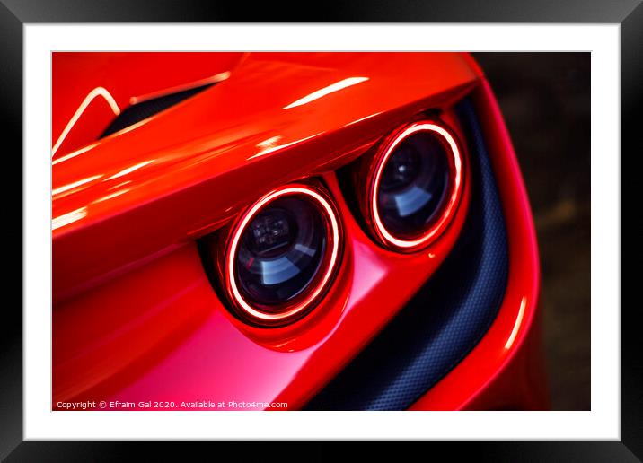 Ferrari rear lights Framed Mounted Print by Efraim Gal