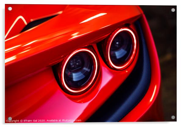 Ferrari rear lights Acrylic by Efraim Gal
