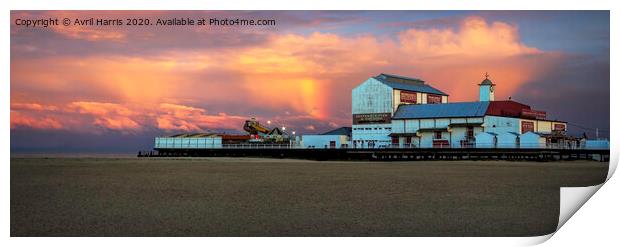 Rainbow over the Brittania pier Great Yarmouth Print by Avril Harris